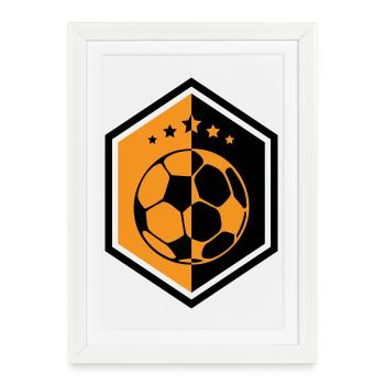 Écusson Football Orange : L'Armure du Capitaine - Affiche encadrée (27 × 37 cm) - blanc - Devant