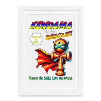 Kendama Hero : Sauver le monde - Affiche encadrée (27 × 37 cm) - blanc - Devant