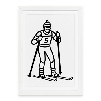 ski de fond - Affiche encadrée (27 × 37 cm) - blanc - Devant