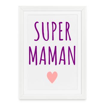 Super Maman Coeur - Affiche encadrée (27 × 37 cm) - blanc - Devant