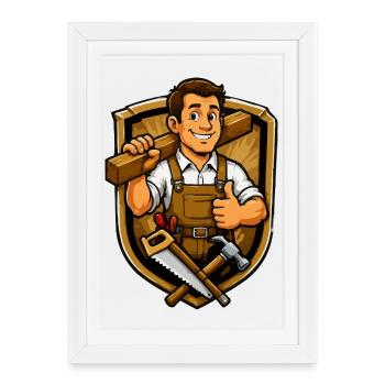 Craftsman Coat of Arms Carpenter - Framed poster (27 × 37 cm) - white - Front