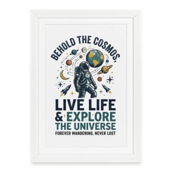 Héros du Cosmos : Vivre la vie, explorer l’univers - Affiche encadrée (27 × 37 cm) - blanc - Devant