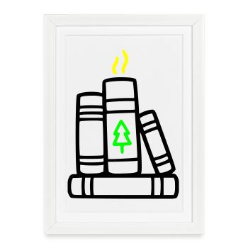 Stack of Books Tree Nature Reading Book Club Forest - Framed poster (27 × 37 cm) - white - Front