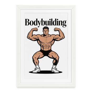 Bodybuilder de culturisme - Affiche encadrée (27 × 37 cm) - blanc - Devant