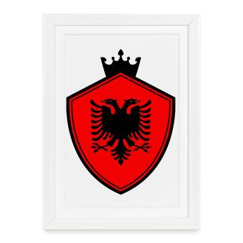 Albania Eagle on Shield with Crown - Framed poster (27 × 37 cm) - white - Front