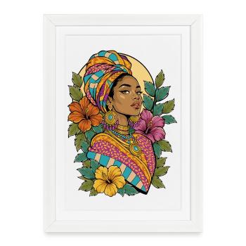 Afrique multicolore - Affiche encadrée (27 × 37 cm) - blanc - Devant