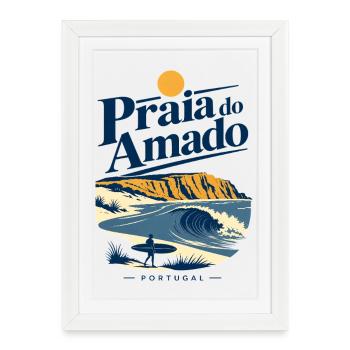 Praia do Amado Portugal Surf Beach Souvenir - Framed poster (27 × 37 cm) - white - Front
