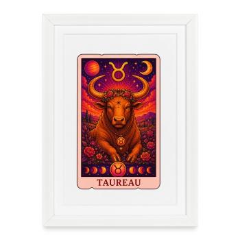 Tarot Taureau - Affiche encadrée (27 × 37 cm) - blanc - Devant