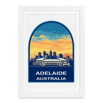 Adelaide Australia Skyline Retro Sunset Badge - Framed poster (27 × 37 cm) - white - Front
