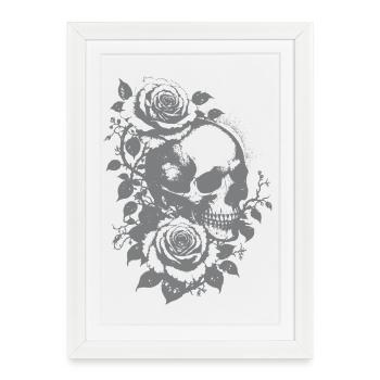 Crâne avec des roses - Affiche encadrée (27 × 37 cm) - blanc - Devant