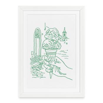 Glace d’été - Affiche encadrée (27 × 37 cm) - blanc - Devant