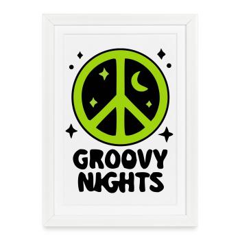 Logo du signe de paix groovy - Affiche encadrée (27 × 37 cm) - blanc - Devant