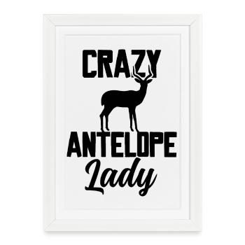 La Dame Antilope Folle - Affiche encadrée (27 × 37 cm) - blanc - Devant