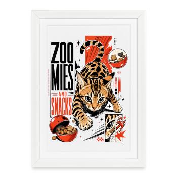 Zoomies & Snacks – Modern Anime Bengal Cat - Framed poster (27 × 37 cm) - white - Front