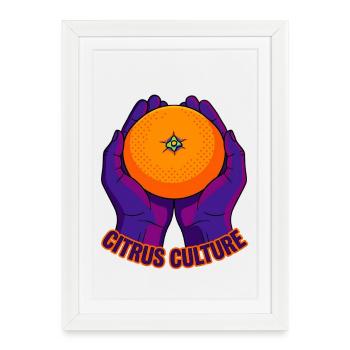 Pop Art Culture des agrumes orange - Affiche encadrée (27 × 37 cm) - blanc - Devant