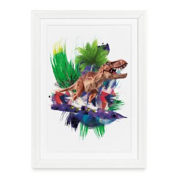 T-Rex - Dinosaures - Trex - Tyrannosaurus rex - Affiche encadrée (27 × 37 cm) - blanc - Devant