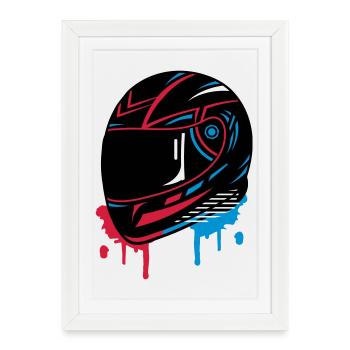 Casque de moto Graffiti - Affiche encadrée (27 × 37 cm) - blanc - Devant