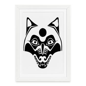 loup - masque-lune - Affiche encadrée (27 × 37 cm) - blanc - Devant