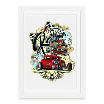 Hot rod - Affiche encadrée (27 × 37 cm) - blanc - Devant