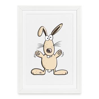 Happy Bunny I Easter Easter Bunny I Gift - Framed poster (27 × 37 cm) - white - Front