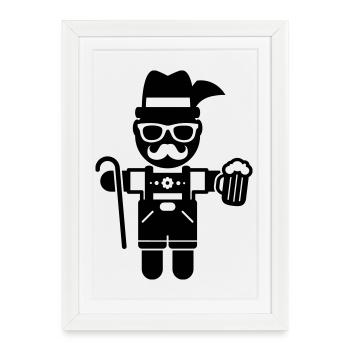 mann bier - Gerahmtes Poster (27 × 37 cm) - Weiß - Vorne