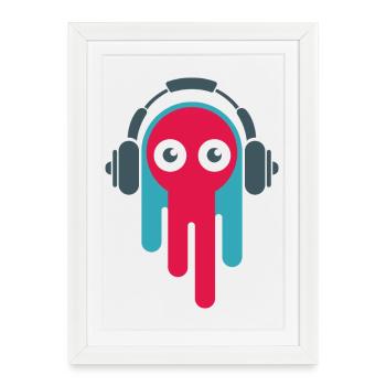 Beat Music Symbol Cartoon Ghost Comic Funny - Affiche encadrée (27 × 37 cm) - blanc - Devant