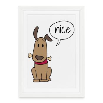 Mignon chien - Affiche encadrée (27 × 37 cm) - blanc - Devant