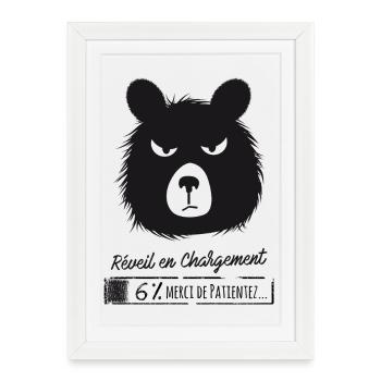 Réveil en chargement... Humour, réveil difficile ! - Affiche encadrée (27 × 37 cm) - blanc - Devant