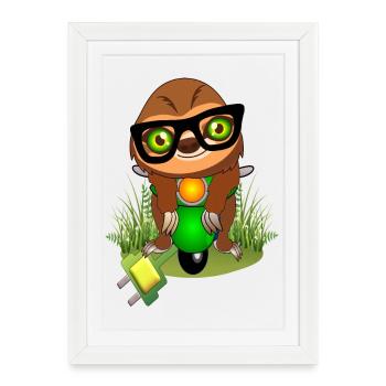 Sustainable Energy Production - Mobility -Sloth - Framed poster (27 × 37 cm) - white - Front