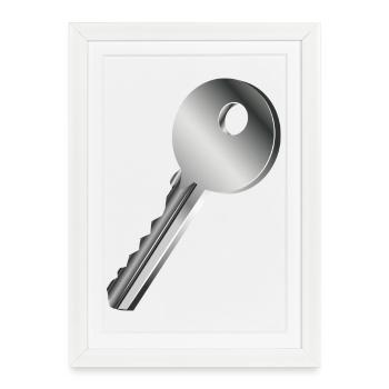 clé unique de couleur argent - Affiche encadrée (27 × 37 cm) - blanc - Devant