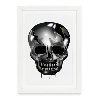 Crâne extravagant coloré en chrome - Affiche encadrée (27 × 37 cm) - blanc - Devant