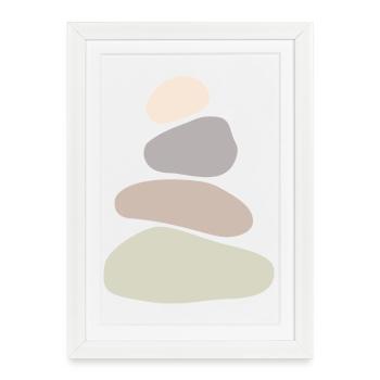 Art mural apaisant – Zen minimaliste - Affiche encadrée (27 × 37 cm) - blanc - Devant