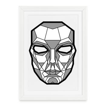 Masque de squelette géométrique - Affiche encadrée (27 × 37 cm) - blanc - Devant