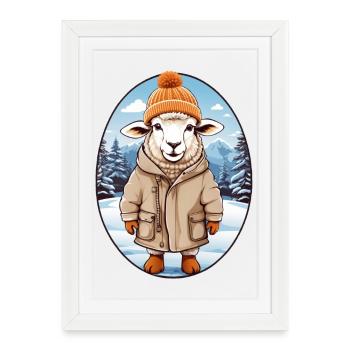 Mouton câlin doux - Affiche encadrée (27 × 37 cm) - blanc - Devant