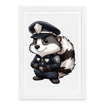 Police de la mouffette - Affiche encadrée (27 × 37 cm) - blanc - Devant