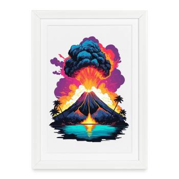 Éruption volcanique - Affiche encadrée (27 × 37 cm) - blanc - Devant