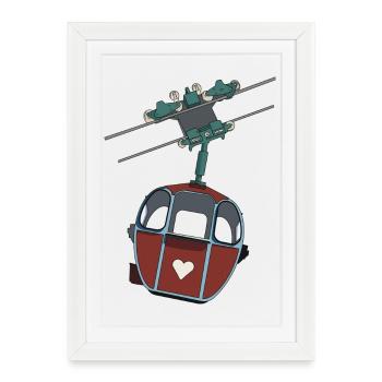 Cable Car Gondola - Red Heart - Framed poster (27 × 37 cm) - white - Front