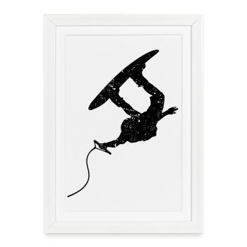 Wakeboard, Wakesurf, Planche de surf, Surf cascade - Affiche encadrée (27 × 37 cm) - blanc - Devant