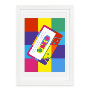 Retro Cassette Tape Pop Art Illustration - Framed poster (27 × 37 cm) - white - Front