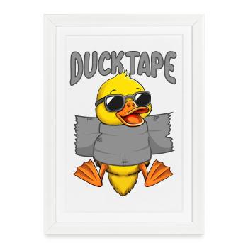 Ruban adhésif Duck | Canetons avec ruban adhésif - Affiche encadrée (27 × 37 cm) - blanc - Devant