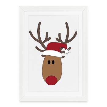 Design pour Noël avec un orignal - Affiche encadrée (27 × 37 cm) - blanc - Devant