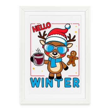 Cute Reindeer - Framed poster (27 × 37 cm) - white - Front