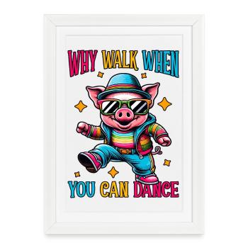 Drôle de danse cochon - Affiche encadrée (27 × 37 cm) - blanc - Devant