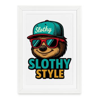 Style paresseux – Streetwear paresseux - Affiche encadrée (27 × 37 cm) - blanc - Devant