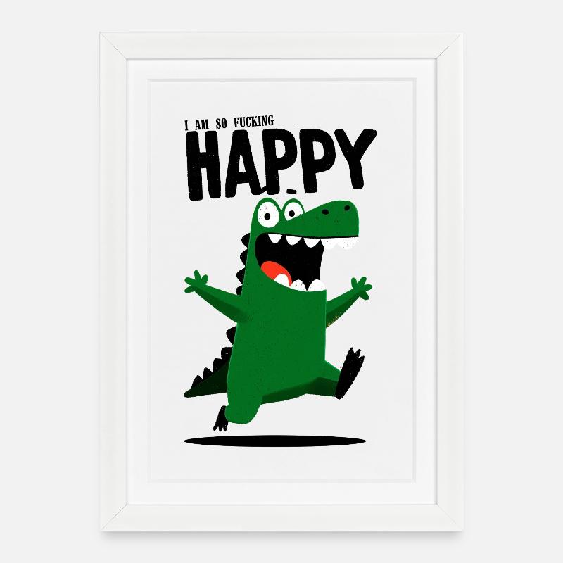 Croco heureux - Affiche encadrée (27 × 37 cm) - blanc