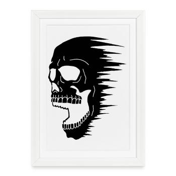 Crâne noir et vitesse - Affiche encadrée (27 × 37 cm) - blanc - Devant