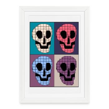 Carré de cranes - Affiche encadrée (27 × 37 cm) - blanc - Devant