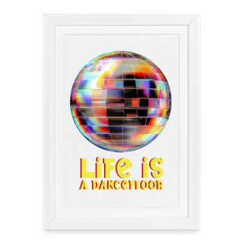 Globe disco aux couleurs vives - Affiche encadrée (27 × 37 cm) - blanc - Devant