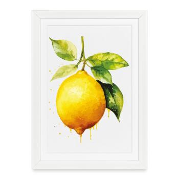 Watercolor lemons - Framed poster (27 × 37 cm) - white - Front