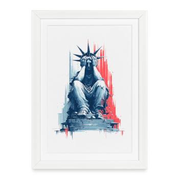 Sad Lady Liberty - Framed poster (27 × 37 cm) - white - Front